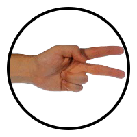 hand in scissors configuration